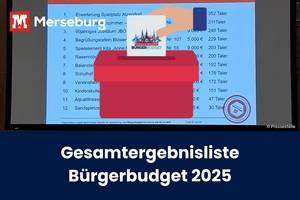 Beitragsbild Gesamtergebnis Bürgerbudget 2025 © Pressestelle im Hintergrund die Powerpoint-Folie mit den Gewinnern bei der Verkündung, davor eine Grafik mit einer Hand, die einen Zettel mit dem Bürgerbudgetlogo in einen Abstimmungskasten steckt. Und Titel des Artikels